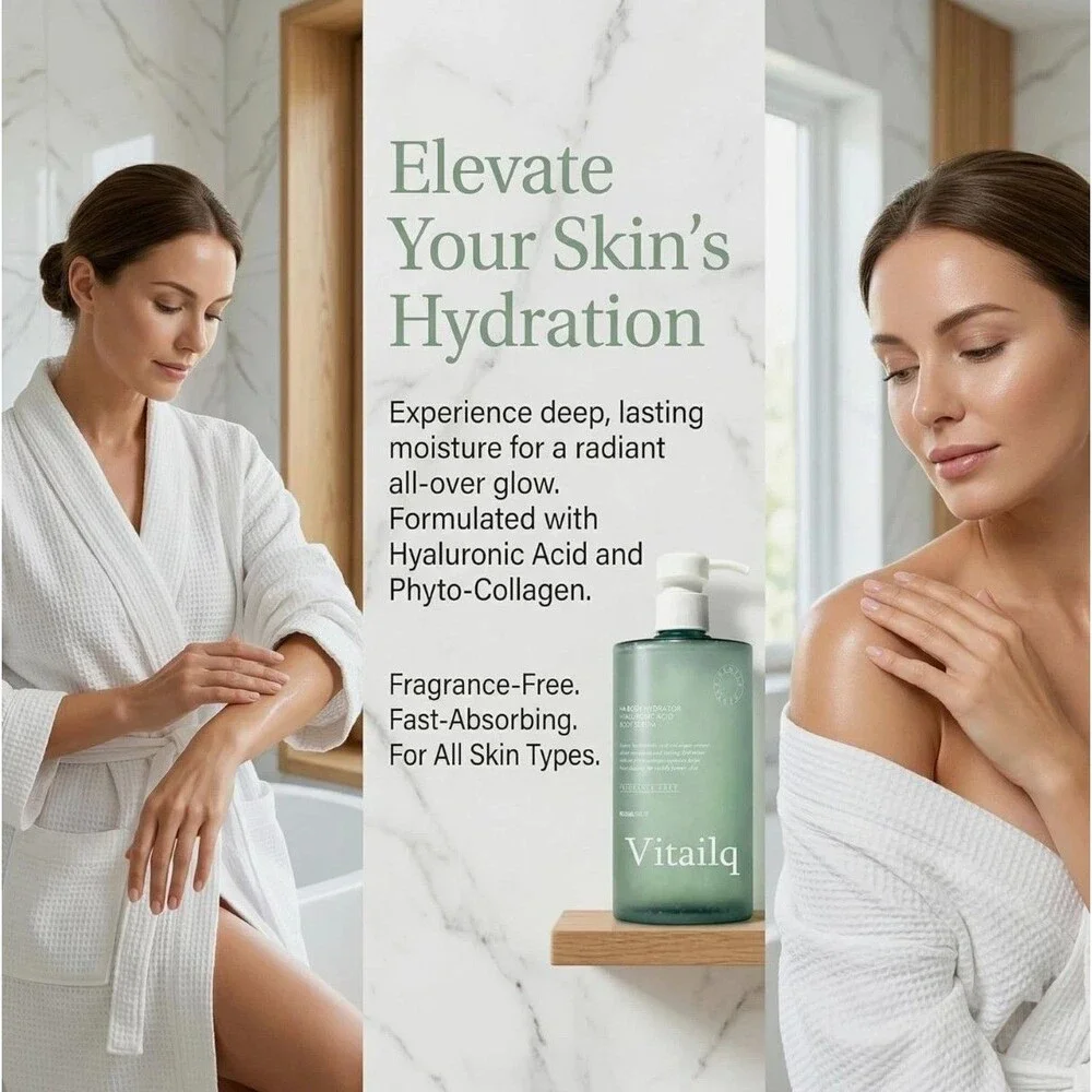 Vitailq HA Body Hydrator Hyaluronic Acid Body Serum 13 oz Fragrance Free NEW